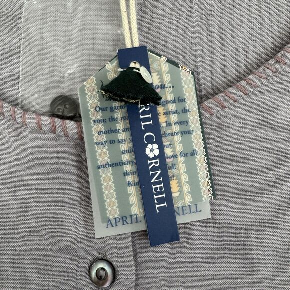 April Cornell Stockholm Dress Women's XL Soft Grey Boho Long Swing Rayon Trapeze - Picture 4 of 10